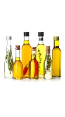 Several glass bottles of various oils