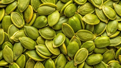 Edible green pumpkin seeds in close-up
