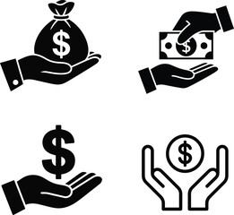 Hands Holding Money and Currency Symbols Depicting Finance and Investment Opportunities with Business Concept in Minimalist Black and White Design