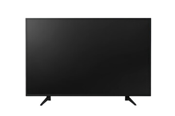 Blank black LED television screen isolated on white background highlighting minimalistic design and sleek modern aesthetics without clutter or distractions