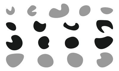 Organic shape liquid form set. Round organic blob curve bubble abstract shape frame. Doodle abstract liquid blob, wavy fluid different form. Soft round oval pattern background. 
