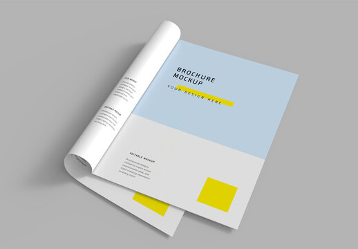 Realistic Open Brochure PSD Mockup