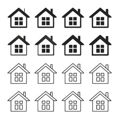 Hand-drawn House Icons: Black and White Simple Home Symbols, Real Estate Collection