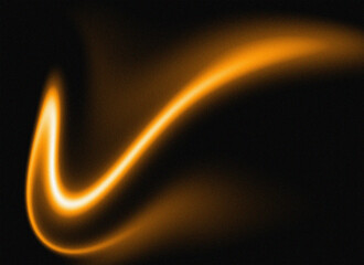 Abstract Orange Flame Curve on Black