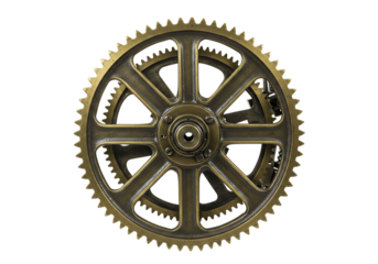 Bronze Gear Wheel Mechanism Detail isolated on transparent background