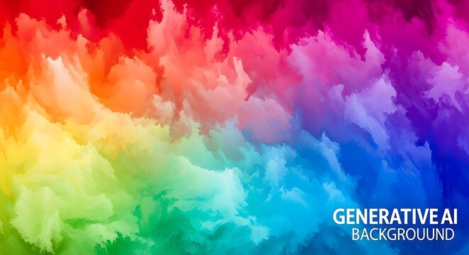 Abstract Rainbow Cloud Background with Generative AI.