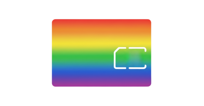 Vibrant rainbow gradient SIM card icon symbolizing connectivity and diversity with modern appeal