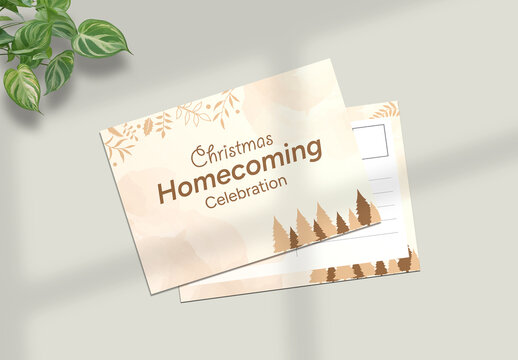 Watercolor Christmas Homecoming Celebration Postcard Template