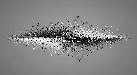 Abstract Network Data Visualization with Interconnected Dots and Lines Representing Technology and Communication.