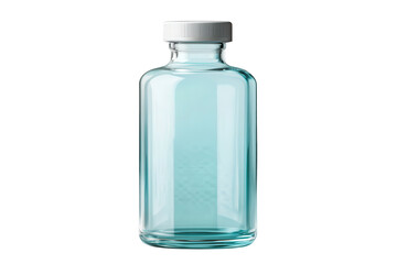 Glass medical bottle filled with liquid isolated on a smooth background, showcasing clarity and design in a low-resolution format