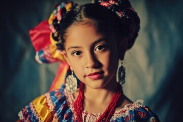 Celebrating cultural heritage with a young girl in traditional attire during National Hispanic Heritage Month festivities