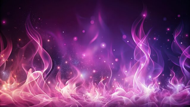 Softly glowing pink flames dance on a dark purple background