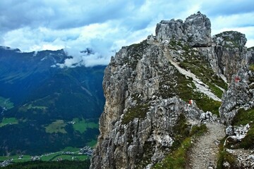 Austrian Alps - outlook from the footpath near peak Elfer in Stubai Alp