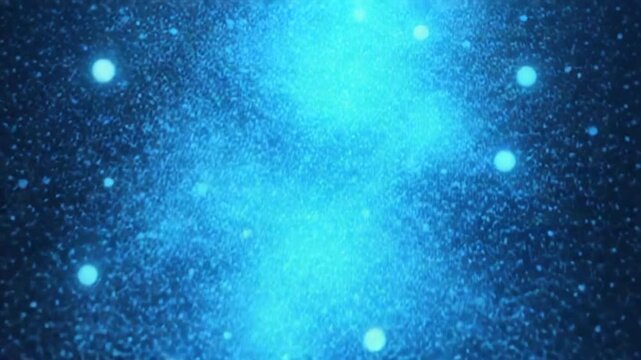 Flying sparkling and shiny particles, falling blue glowing , abstract rain of dots. Particle Explosion. Digital futuristic background. Seamless loop 4k