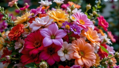 Vivid Floral Bouquet with Radiant City Lights Dusk
