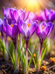 Fototapeta premium Delicate purple crocus flowers
