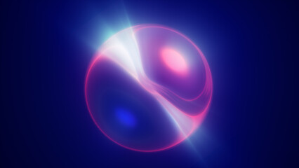 A futuristic abstract orb with electric trails spiraling outward in a glowing digital vortex of energy