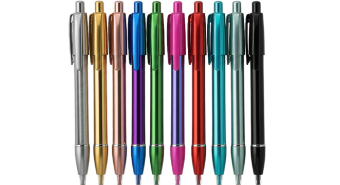 Ten Colorful Metal Pens Office Supplies Stationery