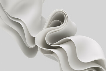 White and Soft Grey Flowing Curves in Abstract Art