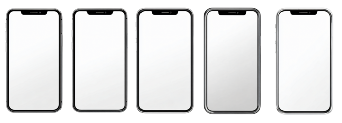 Multiple modern smartphone mockups for app presentation and advertising