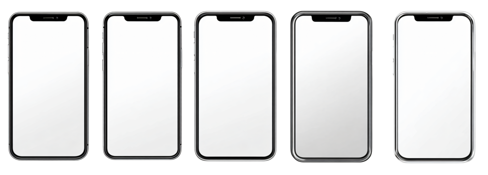 Multiple modern smartphone mockups for app presentation and advertising