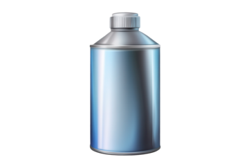 Isolated aerosol can on a transparent background showcasing a metallic appearance and sleek design for creative and advertising applications