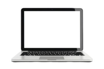 Modern laptop computer displaying a blank screen, set against a plain white background for seamless usability and minimal distraction in any workspace