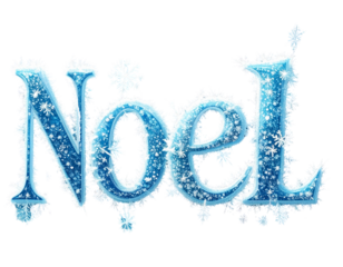 Snow-Covered Noel Word Art with Icy Effect, Transparent PNG