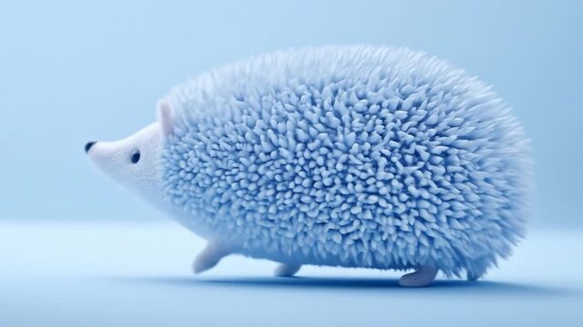 Fluffy light blue hedgehog illustration