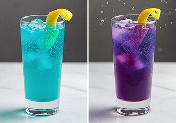 blue cocktail with lime