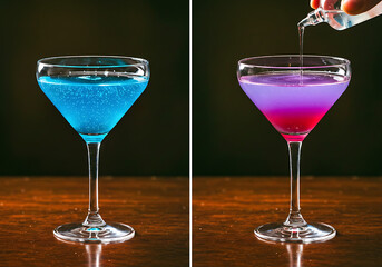 blue cocktail on a black background