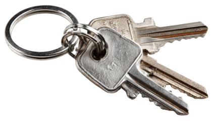 House Keychain with Home Symbol, Real Estate Keys PNG Isolated