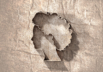 Young woman face side view icon. Elegant silhouette of a female head. Avatar profile sign.