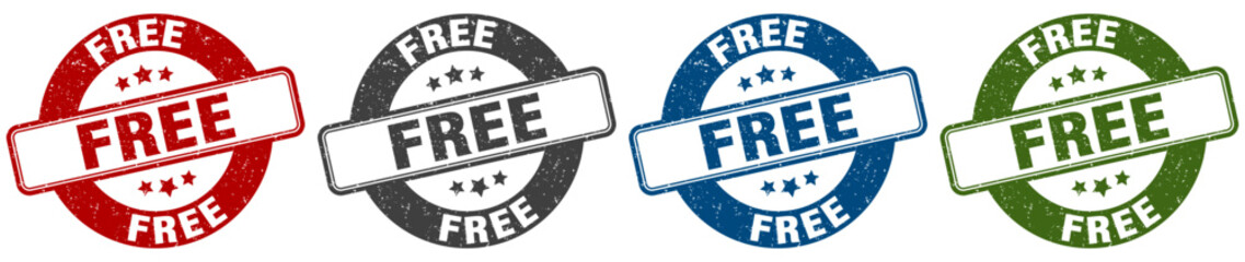 free stamp. free round stamp set isolated on white background