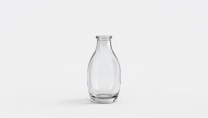 Clear Glass Bottle on a White Studio Background