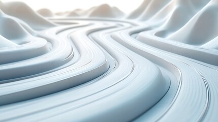 Abstract white landscape curves
