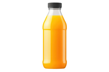Realistic orange juice bottle isolated on white background showcasing vibrant color and modern design in high resolution