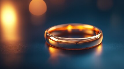 Gold wedding ring, warm light background, jewelry close-up, elegant image