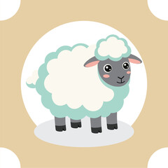 Adorable cartoon sheep with fluffy wool and a cute expression.