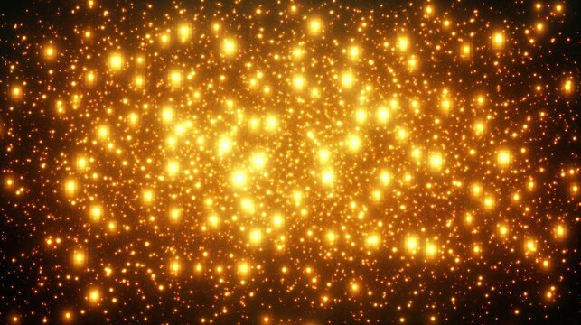 Bright golden sparkling lights glowing densely against a dark background creating a festive and magical atmosphere - Powered by Adobe