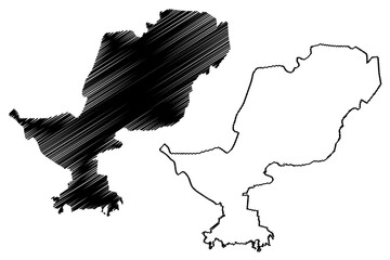 Podgorica Municipality (Montenegro, Municipalities of Montenegro) map vector illustration, scribble sketch Podgorica Capital City map