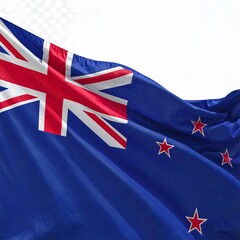 Fototapeta premium Waving New Zealand Flag, Close-up, National Symbol.