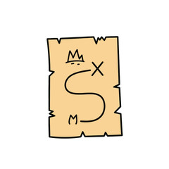 A simple, hand-drawn treasure map with a light beige color, showing a winding path and markings, evokes a playful and adventurous mood.