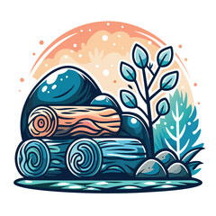 Stacked Logs, Nature Scene