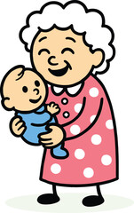 Happy Grandmother Cradling a Cheerful Grandson, a Beautiful Moment of Family Love and Intergenerational Connection.