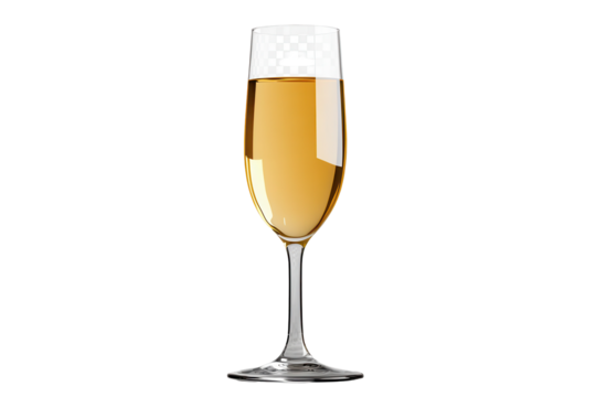 Elegant glass of champagne on a transparent background ideal for celebratory designs or festive occasions, perfect for parties or toasting milestones