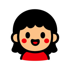 Cute Girl Avatar Icon – Smiling Cartoon Character Illustration