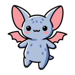 Charming cartoon bat illustration with sweet expression and cute wings