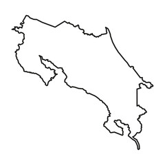 Costa Rica Black Outline Map Graphic Illustration