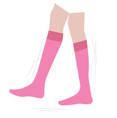 feet wearing pink socks. Human feet in cute pink socks